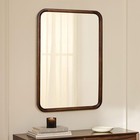 Wood Bathroom Mirror For Wall rectangle 24 X 36 Inch Hanging Vanity Brown Tem   