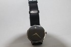 Movado Bold Quartz Black Dial Silver Tone Leather Strap Men s Watch 