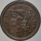 1852 Large Cent Ms62 Bn Ngc  N-12  Free Shipping