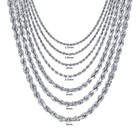 14k White Gold 1 5mm-5mm Diamond Cut Rope Chain Necklace Mens Womens 14 -30 