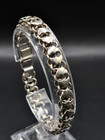 Antique 925 Sterling Silver Book Chain Link Bracelet - 19 5cm 
