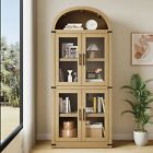 72  Arched Cabinet Pantry  Farmhouse Storage Hutch With Doors  5-tier Bookcase
