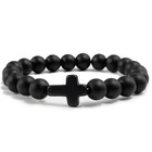 Cross Beaded Bracelet Natural Stone Handmade Men Women Prayer Gift
