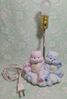 Vintage Care Bear Hugs   Tugs Baby Lamp 1984 Nursery Light No Shade Works 