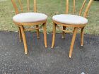 Pair Of Thonet Light Wood Cafe Chairs Bentwood Cane Parlor