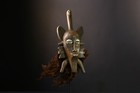 African Senufo Kpelie Mask Raffia Beard Tribal Carving Long Narrow Face-g3874