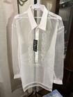 Traditional Embroidered Philippine Barong Tagalog Sheer Off White Men   s Xxl