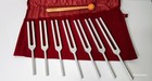 Vintage 7-piece Chakra Tuning Fork Set W  Mallet   Velvet Roll Case