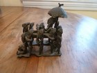 Antique Bronze Cast Sculpture Of Ashanti  Ghana King Being Carried By Servants
