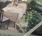 Vtg hand Crochet   Tablecloth Sz102   x94     Free 12-cup Mat 100    Cotton Pre shrunk