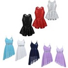 Girls Lyrical Ballet Dance Dress Sequined Latin Dance Costume Gymnastics Skirt