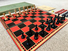 Vintage Wm  F  Drueke Co  Chess   Backgammon Set W  Board Read