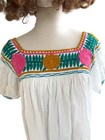 New Authentic Artisan Mexican Top   White  Pink green Embroidery  Hand Made