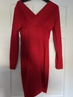 Womens V Neck Sweater Dress Sexy Long Sleeve Slim Fit Bodycon Knit Dresses Red S