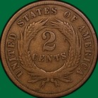 1865 Two Cent Piece Fine F Coin  36045