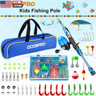 Kids Fishing Pole Pink  Portable Telescopic Fishing Rod And Reel Combo Kit - Wit