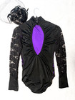 Kelle Small Adult Jazz Lace Dance Costume Set Black And Purple