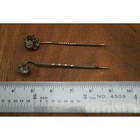 Antique Victorian Hat Pins Lot 2 Rhinestone Paste Flower Twist Shaft C1880-1910