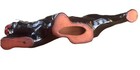 Vintage Mid Century Black Panther Figurine Ceramic Glossy Glaze Red Clay