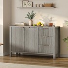Elegant Farmhouse Sideboard Fluted Doors Storage Cabinet Buffet W  3 Drawers New