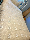 Vintage Finished Handmade Crochet W fabric Rings Full Bedspread tablecloth 72x88