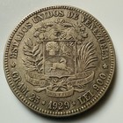 1929 Coin 5 Bolivares Libertador Estados Unidos De Venezuela  900 Silver 25 Gram