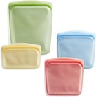 Silicone Reusable Storage Bags  4-pack  Reusable Freezer Bags  Microwave  Dis   