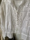 Antique Victorian Blouse Ivory Edwardian Cropped Pintuck Bohemian Small