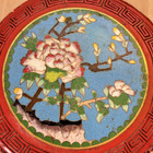 Vintage Chinese Cinnabar Lacquer Box Cloisonn   Floral Enamel Trinket  5 dia