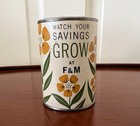 Vtg Tin Lithograph Coin Bank From Farmers   Mechanics Savings Bank Minneapolis
