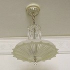 549r Antique Vintage 30 s 40 s Ceiling Light Lamp Fixture Glass Shade Chandelier