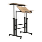 Rolling Laptop Desk Adjustable Height Computer Table Stand Up Office Workstation