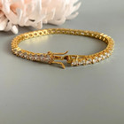 Solid 14k Yellow Gold 7  Inch Long Tennis Wedding Bracelet Round Cut 6 Carat