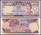 Fiji 10 Dollars  1986 Nd  P-84a  Used X 10 Pcs