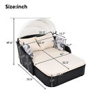 Outdoor Patio Sunbed Double Lounge Chair Daybed W retractable Canopy   Cushion
