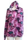 Ladies Large Pink Hoodie Pullover Hooded Jacket Soft Stretch Watercolor