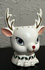 Napco Vintage Reindeer Head Candle Holder Christmas Figure Planter Flower Pot