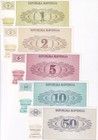 Slovenia Set 5 Pcs 1 2 5 10 50 Tolarjev 1990 P 1 2 3 4 5 Unc