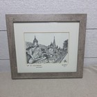 B Hubbard 2013 Original Pen   Ink Drawing Wat Yai Chaimongkhan Signed Framed