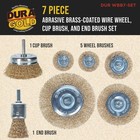 7-piece Abrasive Brass-coated Wire Wheel  Cup   End Brush Set  1 4  Drill Shank