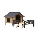 Large Outdoor Wooden Dog Kennel - Cabin House Style W porch - Pet House Shelter