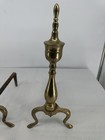 Brass   Cast Iron Fireplace Andirons 16 1 2  Tall By 12  Deep