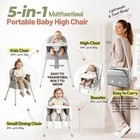 5 In 1 Foldable Baby High Chair convertible Highchair For Babies And Toddlers   