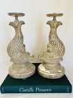 Vintage Koi Plaster Candlesticks Set Of Two