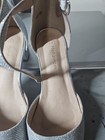 Silver Glitter Ankle Strap Pointed-toe Girls Block Heel Shoes Size 3
