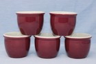 Vintage Hall Usa Set Of 5 Burgundy Ceramic Ramekins Custard Cups 351 1 2 Euc