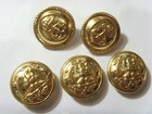 5 Vintage 28 Mm Large Great Coat Gold Tone Metal Usa Navy Buttons Lot 52323