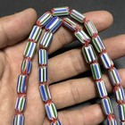 Vintage Venetian Chevron Glass Bead Necklace Old African Trade Beads