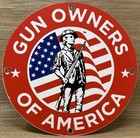 Vintage Gun Owners Of America Porcelain Sign Second Amendment Patriotic Flag Goa
