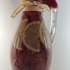 Vintage Two Art For The Table Chilli Pepper  Lemon  Vinegar Infused Bottles 